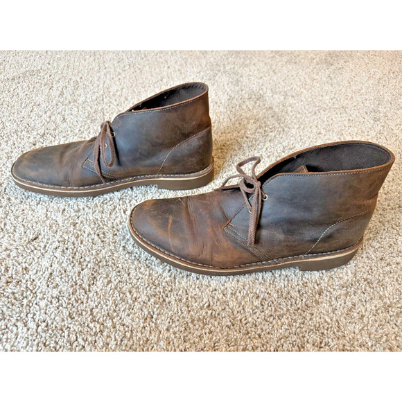 Clarks Bushacre 2 Chukka Desert Boots Mens 12 US Brown Leather Shoes Low Heel - Picture 3 of 9